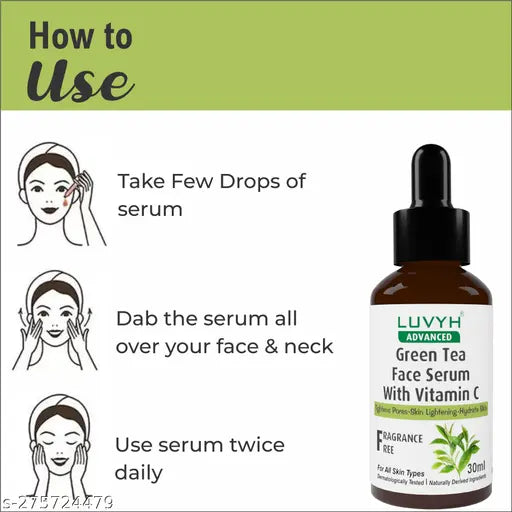 Luvyh Green Tea Face serum with vitamin c serum - For Anti Aging & Smoothening & Brightening 30ml