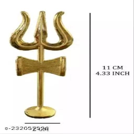 SHIV JI Trishul for Pooja Decorative Showpiece - 11 cm (Brass, Gold) - Springkart 