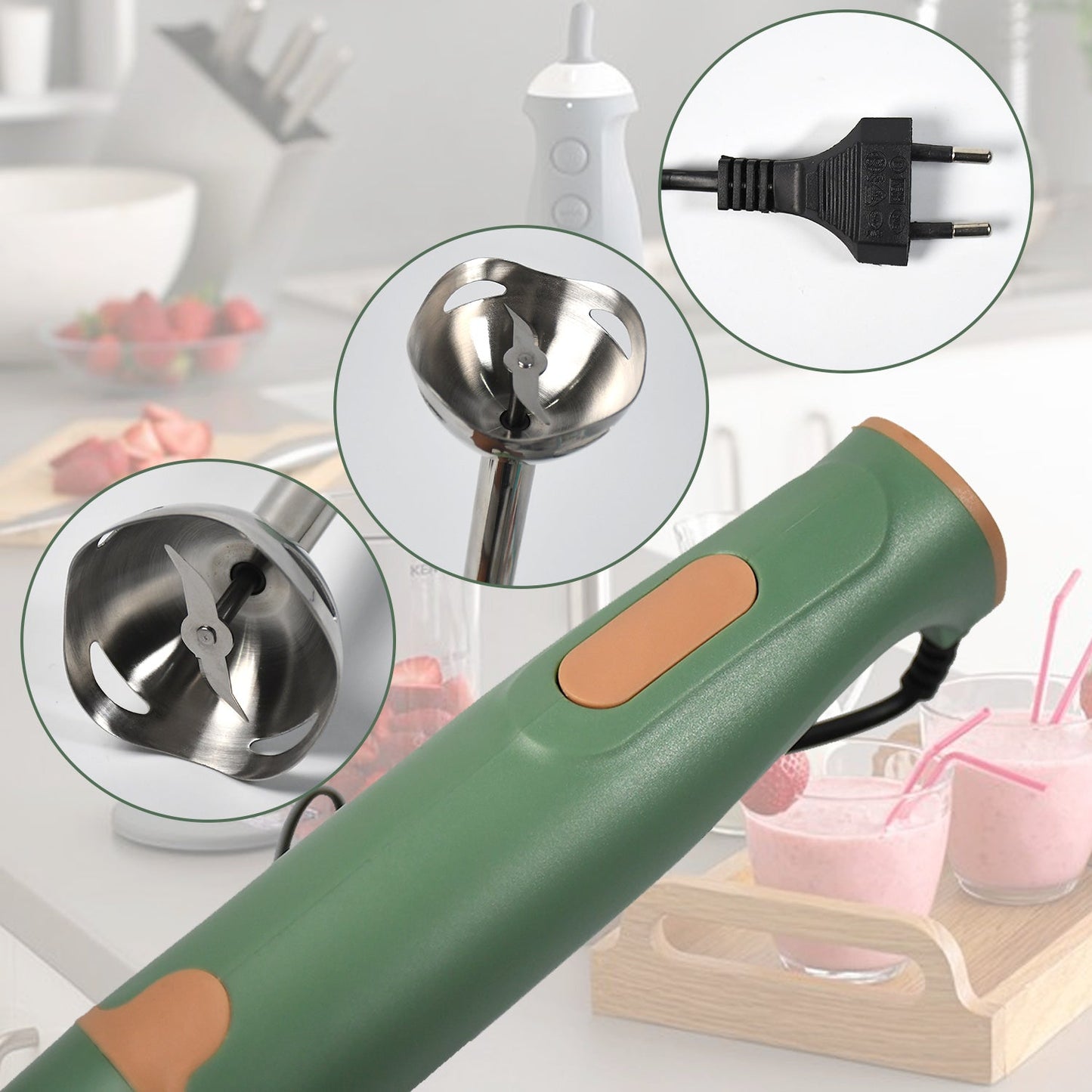 Hand Blender Multi-Purpose Hand Blender, 400W Handheld Blender High Speed Blender Stainless Steel Handheld Stick Blender For Smoothies, Puree Baby Food and Soups - Springkart 