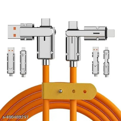 INOTREZ 4 in 1 Data Cable Fast Charging Portable Cord For Travel/Outdoor Cable & Accessories With USB Type-C & USB Port Fast Charger Type-C Retractable (Pack of 1,-Multi-Color)