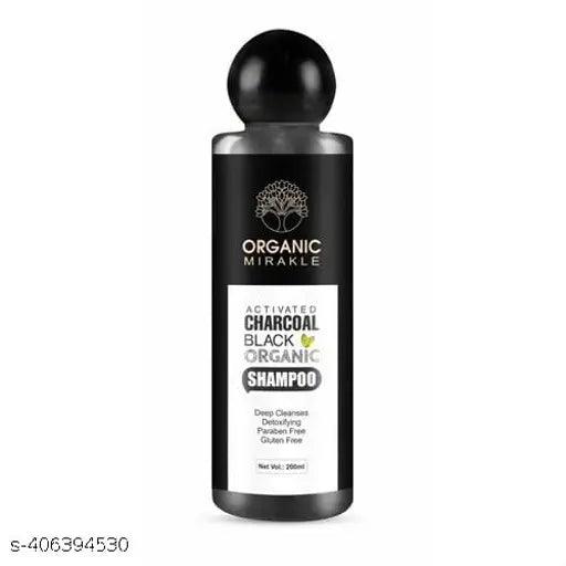 Organic Mirakles Activated Charcoal Black Organic Shampoo Deep Cleanses Detoxifying Paraben Free Gluten Free (Pack Of 2) Each 200ml