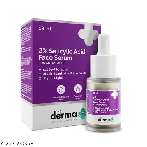 The Derma Co. 2% Salicylic Acid Serum with Witch Hazel & Willow Bark for Active Acne - 10ml