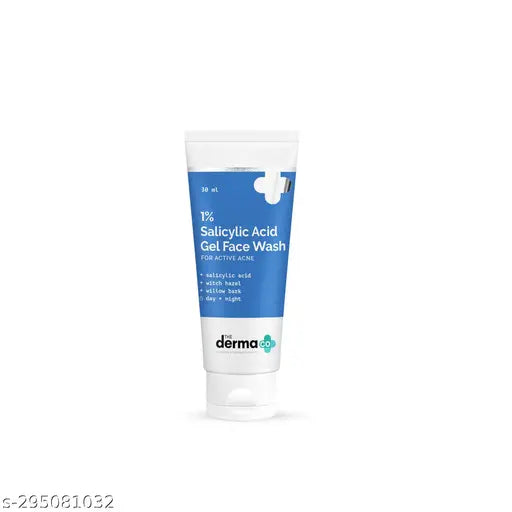The Derma Co. 1% Salicylic Acid Gel Face Wash with Salicylic Acid & Witch Hazel for Active Acne - 30 ml
