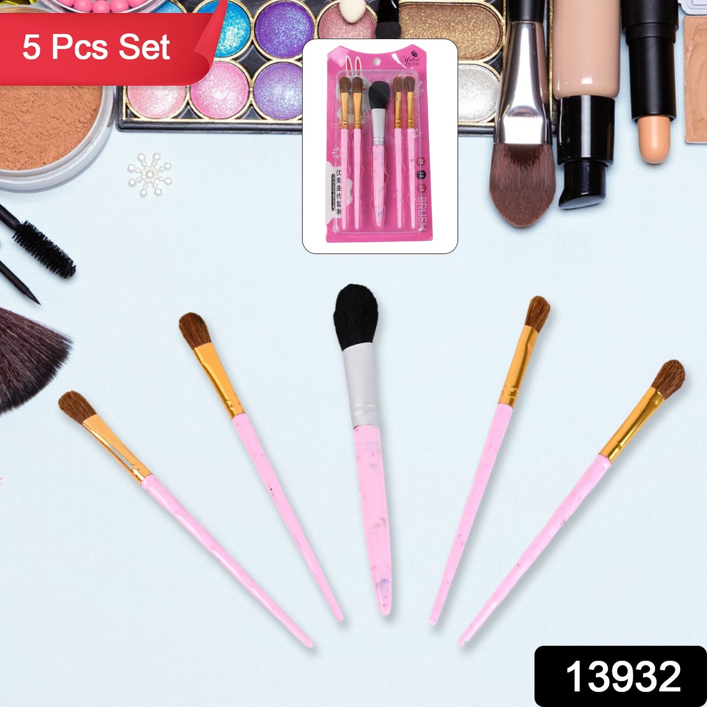 5pc Makeup Brush Tools Kit (5 Pcs Set Mix Color) - Springkart 