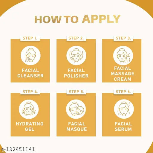 Glamveda Gold Rejuvenating Facial Kit For Women | For Dry & Normal skin | Gives Hydrates, Nourishes & Radiant skin | No Paraben, SLS | 40gm