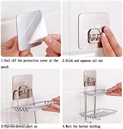 Wall Mounted Double Layer soap Dish Holder Stainless Steel Wall Hanging Soap Storage Rack - Springkart 