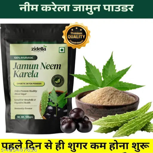 Zidella Diabic Care Neem Jamun Karela Powder | Clinically Proven for results in 3 months| Safe, Natural & 100% Ayurvedic | Helps maintain Healthy Glucose Metabolism |Salacia for Healthy Sugar Management- 100GM