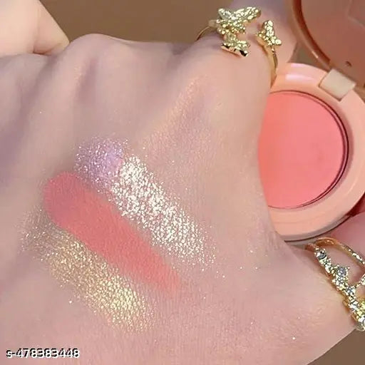 Adya Studio 3 in 1 face blusher + highlihger with mini compact palette | travel friendly mini face blush and highlihter palette (SHADE -1)