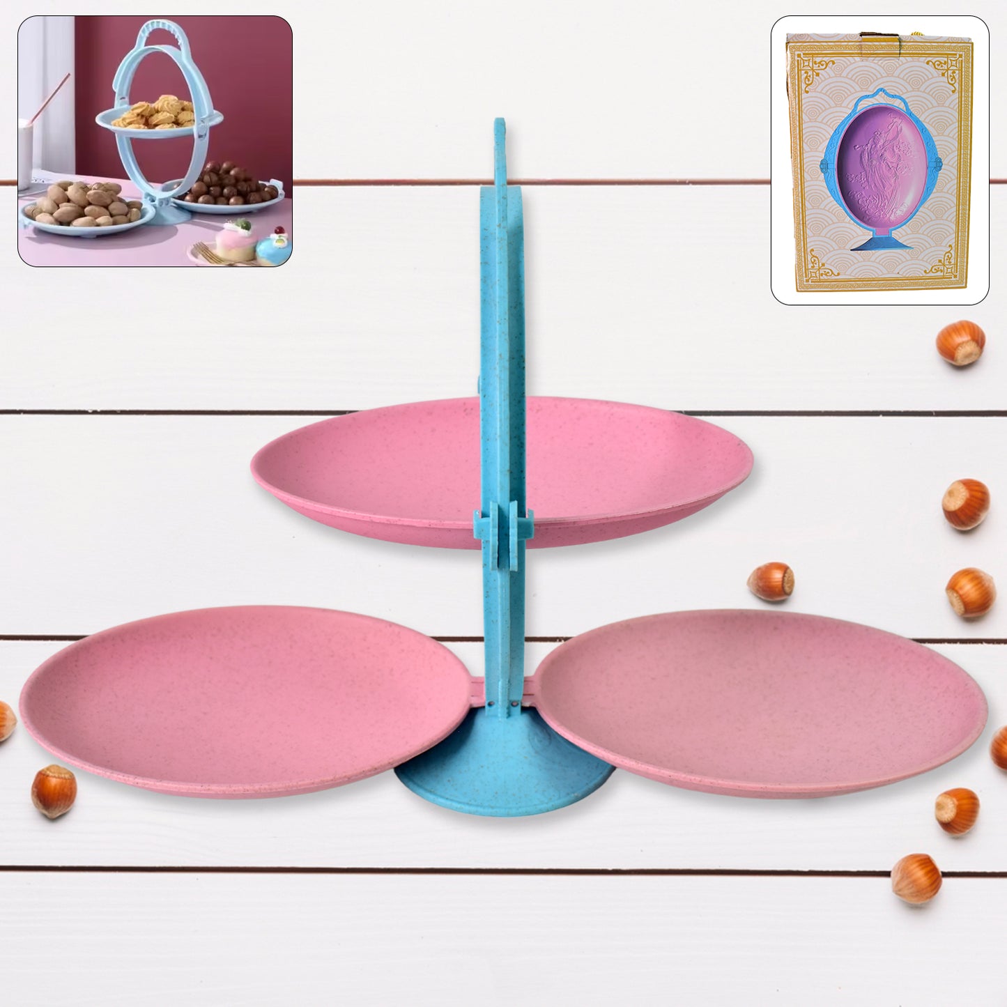 Foldable Fruit Plate Candy Dish Multi Use Mirror Shape Dried Fruit Tray (1 Set) - Springkart 