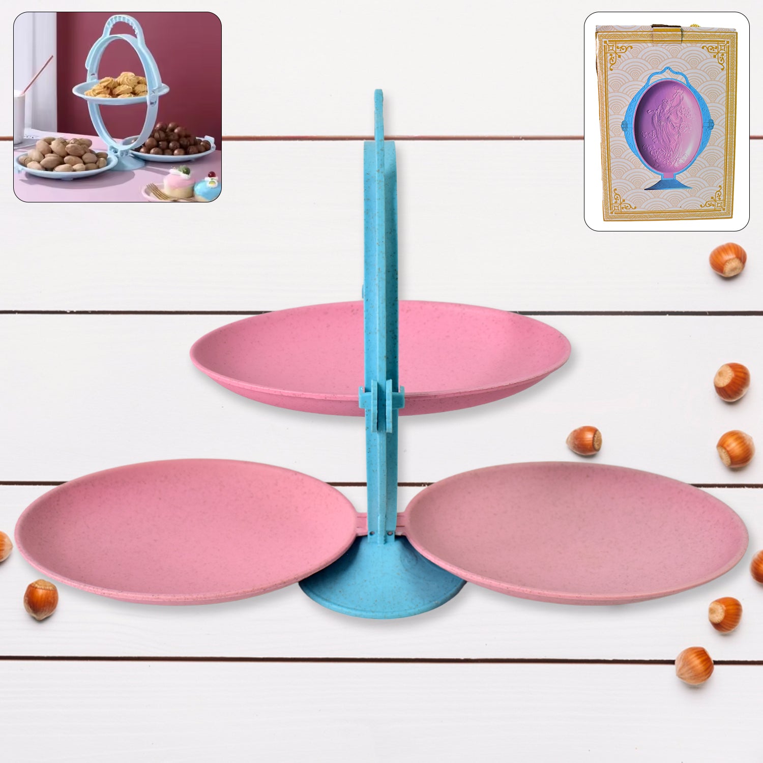 Foldable Fruit Plate Candy Dish Multi Use Mirror Shape Dried Fruit Tray (1 Set) - Springkart 