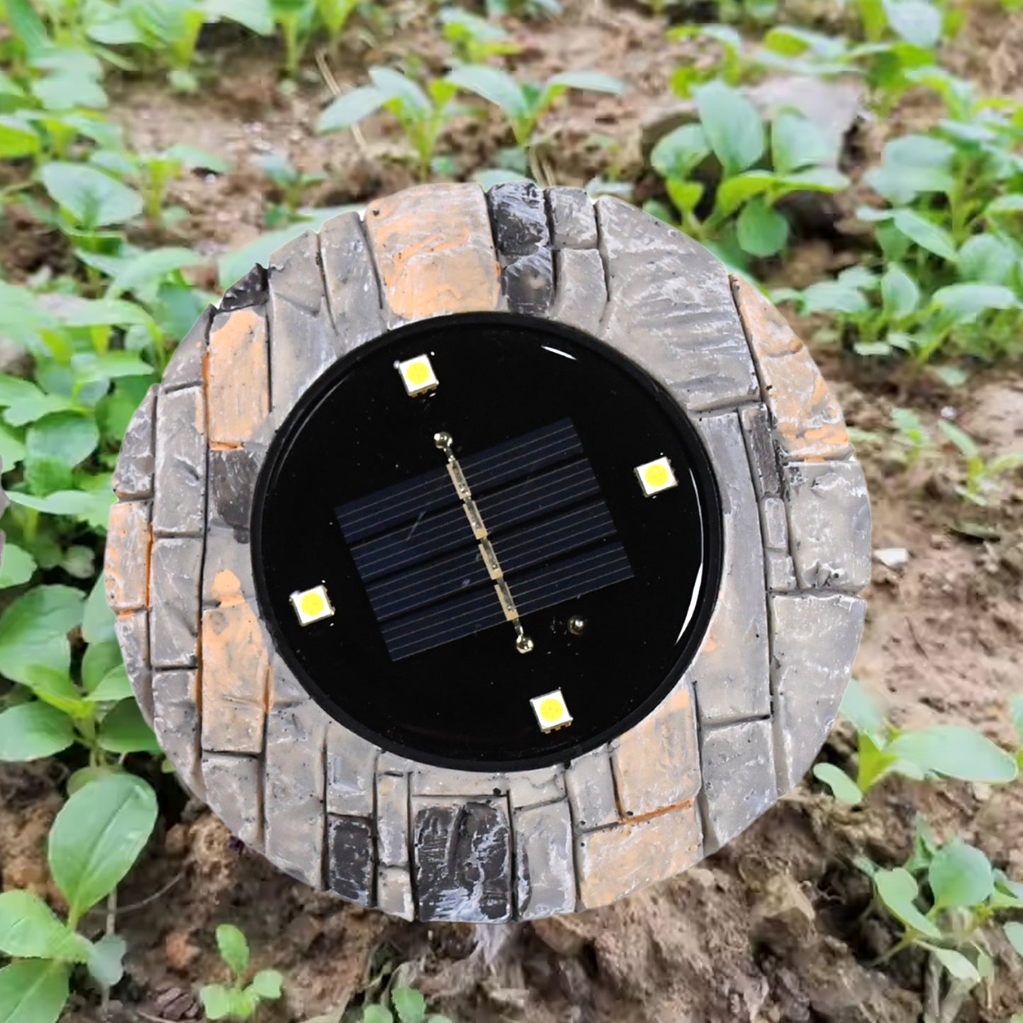 Disk Lights Slate Heavy Duty Outdoor Solar Pathway Lights 4 Led (2 Pc) - Springkart 