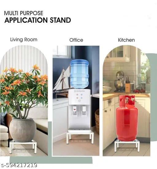 White Metal Plant Stand for Pots, Heavy Duty Flower Pot Stand, Iron Plant Stand for Indoor & Outdoor, Decorative Plant Pot Holder Rack, Garden Planter Stand for Balcony & Home, Square Metal Plant Holder, Plant Pot Riser Stand with Foot Caps, Strong Iron F