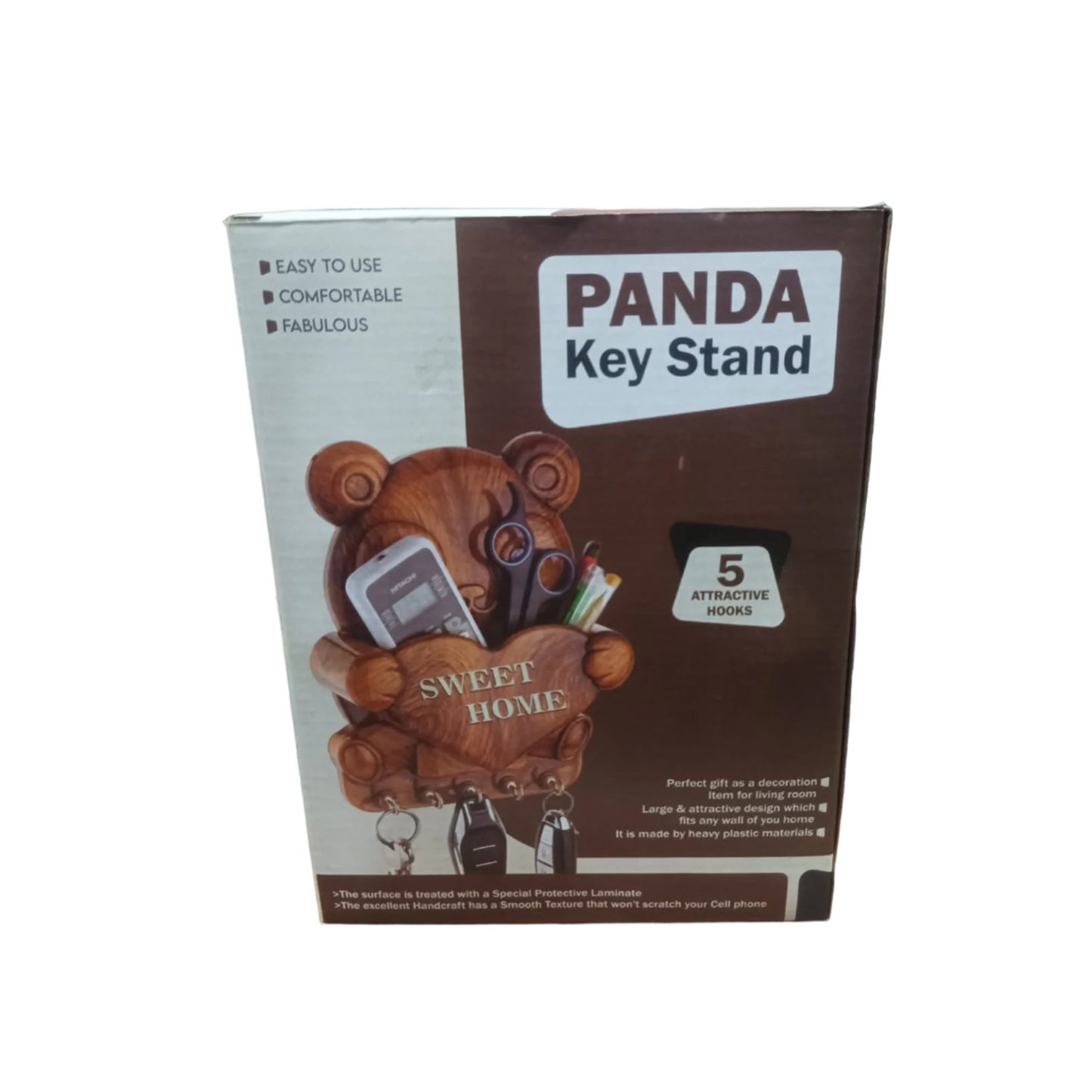 Cute Plastic Panda Key Holder Wall Key Rack With 5 Hooks (1 Pc) - Springkart 