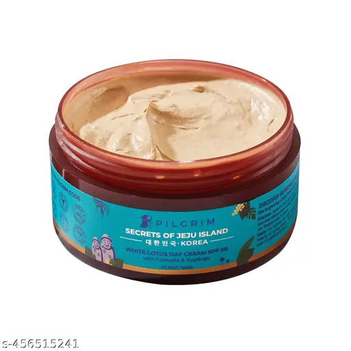 PILGRIM Jeju Face Cream (100g) with SPF 50 |  Day cream for women daily use | Face cream for dry skin, sensitive skin & oily skin | Korean Skin