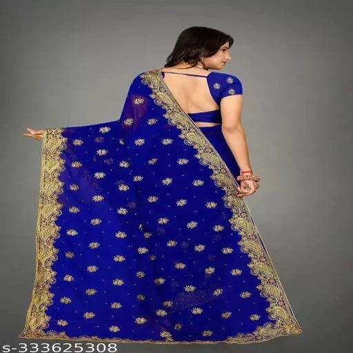 Heavy Embroidery Work With Full Diamond(stone) Handwork Beautifull Saree - Springkart 