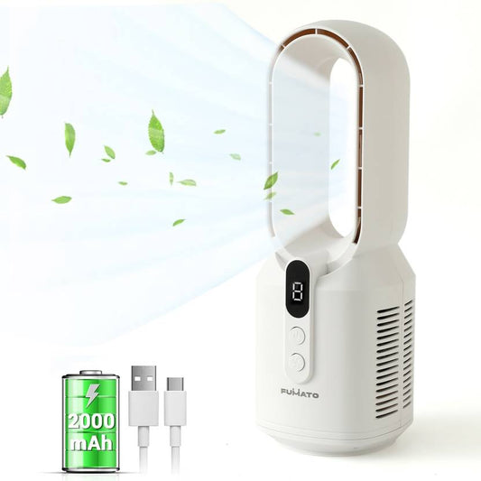 The Better Home FUMATO Bladeless Series Table Fan 2000mAh Battery USB Fan (White)