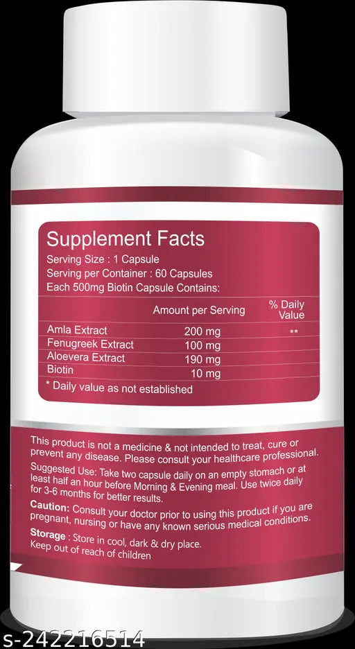 Healthy Herbs Biotin (Vitamin B7) Capsule 10000mcg | For Healthy Hair Growth, 60 Capsules - Springkart 