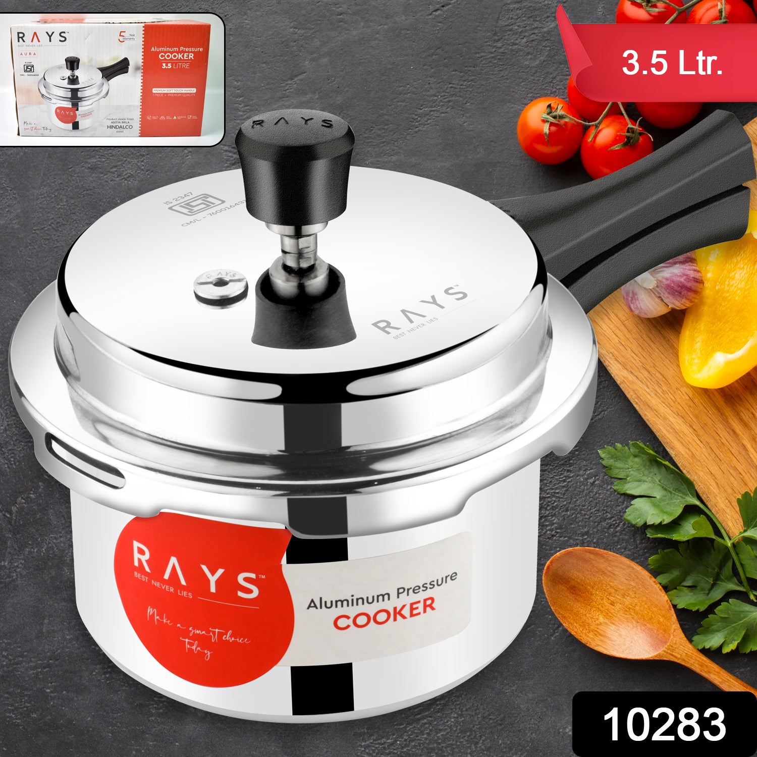 Aluminium Rays Aura Pressure Cookers With Outer Lid (3.5 Litres) - Springkart 