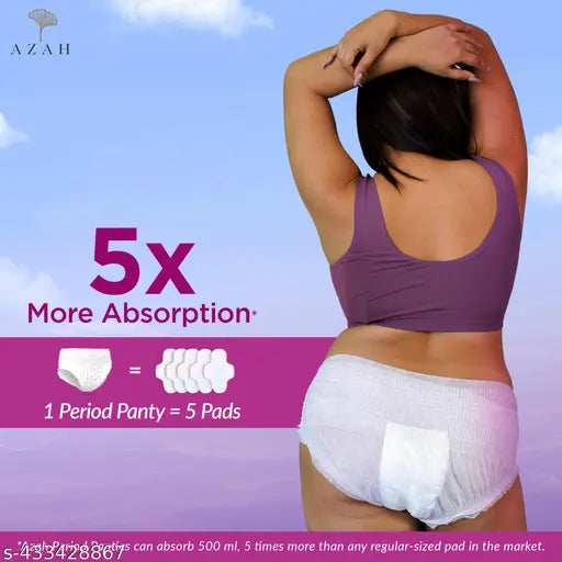 AZAH Period Panties For Women (S-M Pack of 6) | Leak Proof  Panties After | 360° Coverage | Heavy Flow | Overnight Protection | Rash Free Period Panty