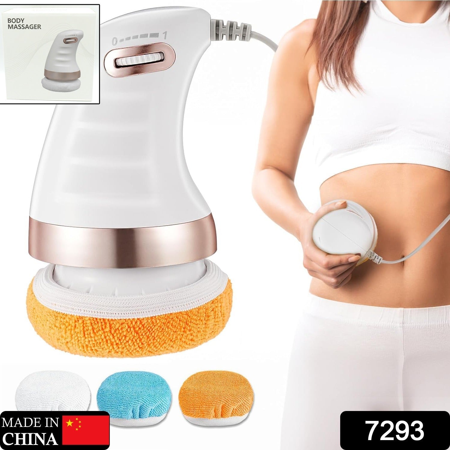 Body Massager Shaping Machine | Body Sculpting Massager with 3 Washable Pads |Adjustable Speeds | Electric Handheld Massager for Belly, Waist, Legs, Arms, Butt (1 Pc) - Springkart 