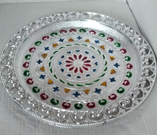 Silver Plated Pooja Thali - Springkart 