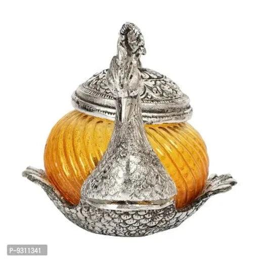 Metal and Glass Duck Container with Spoon, 2-Piece, 200 ml