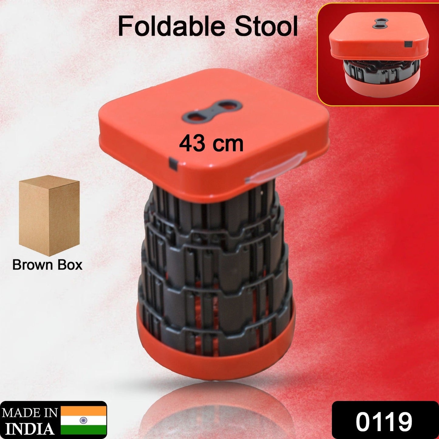 Portable Telescopic Folding Stool, Retractable Folding Stools Portable Lightweight for Indoor and Outdoor Travel, Fishing, Camping, Garden Use (43 Cm) - Springkart 