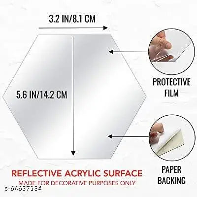 7 Hexagon silver mirror sticker