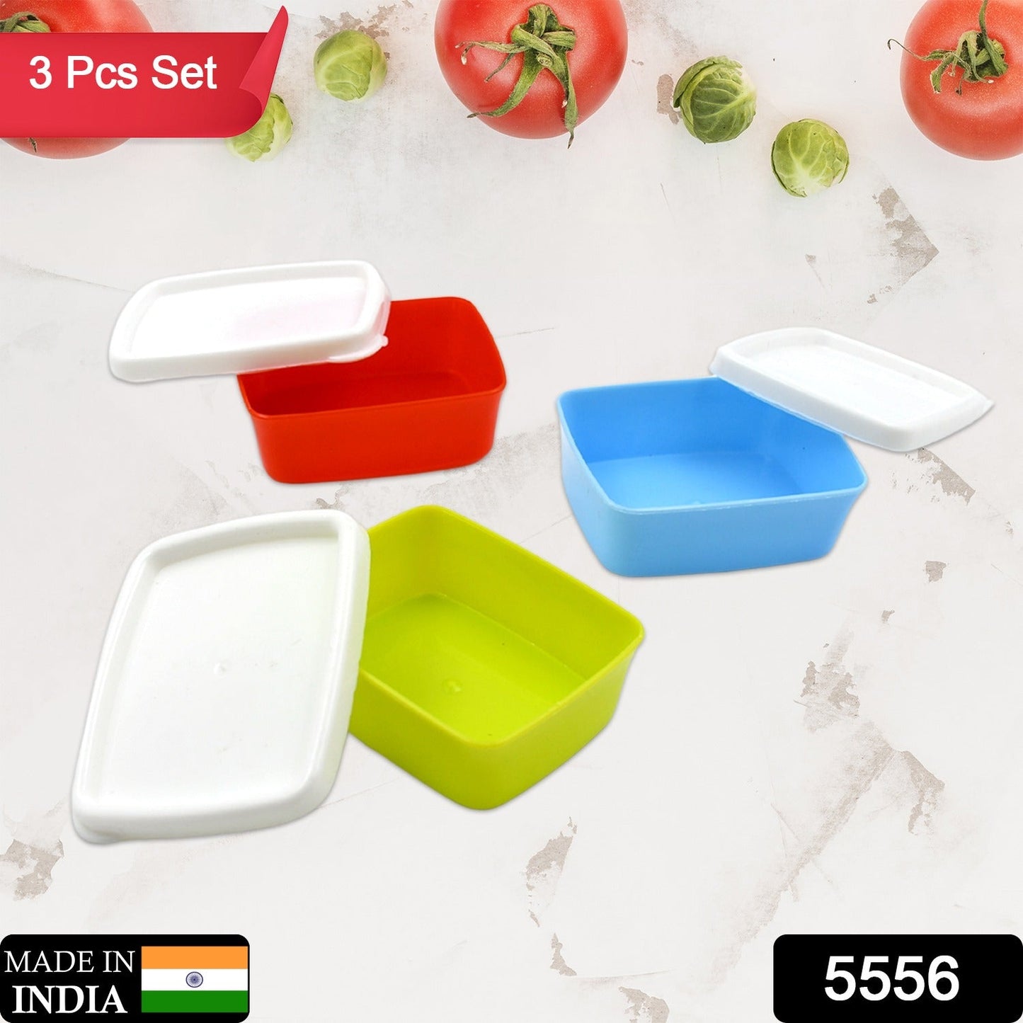 Plastic Airtight Containers Set, Small Plastic Container Set, Rectangular Plastic Food, Pickle, Fridge Containers Multicolor Kitchen Storage Container (3 Pcs Set) - Springkart 