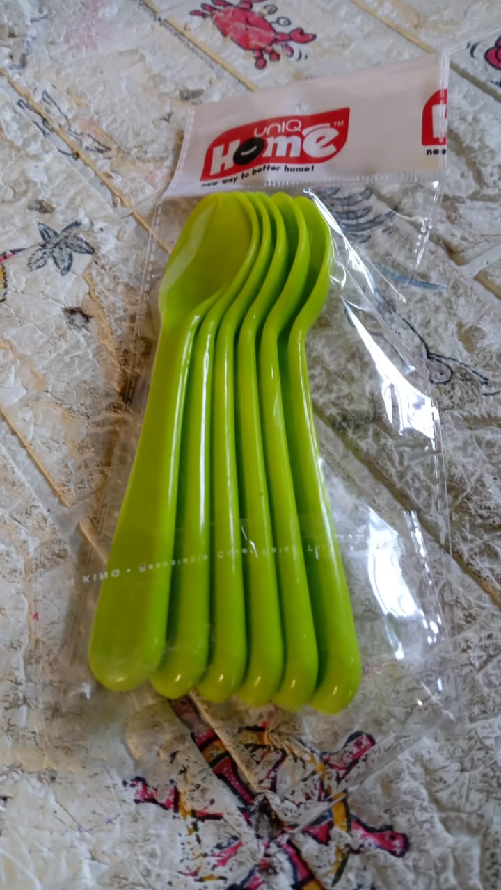 Food Plastic Spoon Set, Plastic Table Spoon Set Plastic Tea Spoon, Coffee with ABS Plastic, Heat-Resistant Spoon (6 Pc Set ) - Springkart 