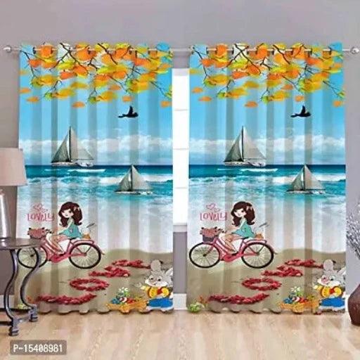 3D Printed Beautifully Desgin Polyester Fabric Curtainss - Pack of 1 Curtains with Eyelet Ring for Long Door (9 feet) (4 x 9 Long Door)