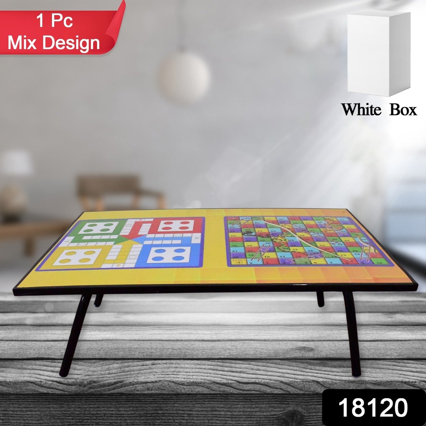 Foldable Multipurpose Mix Design Games Table Board || Bed Study Table (48 × 28 Cm / 1 Pc)   - Springkart 