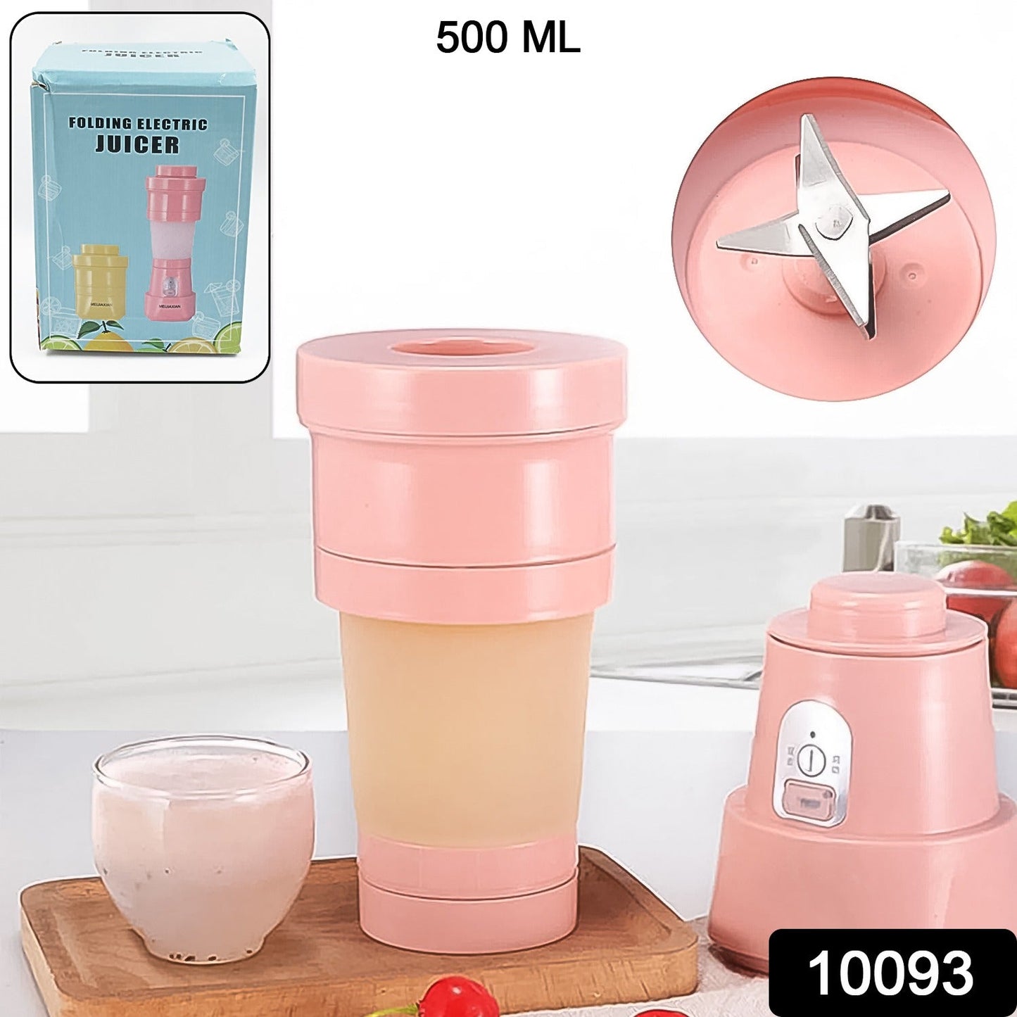 Foldable Electric Juicer, Portable Blender Stainless Steel 6 Blades (500 ML) - Springkart 