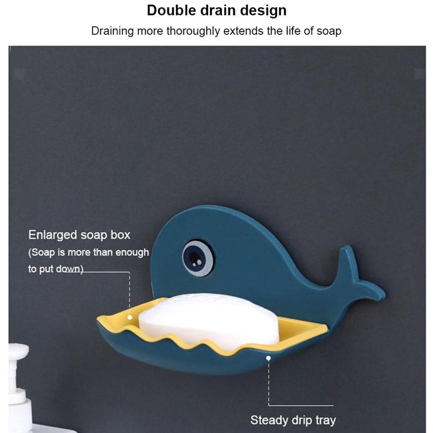 4044 Fish Shape Double Layer Adhesive Waterproof Wall Mounted Soap Bar Holder Stand Rack For Bathroom Shower Wall Kitchen - Springkart 