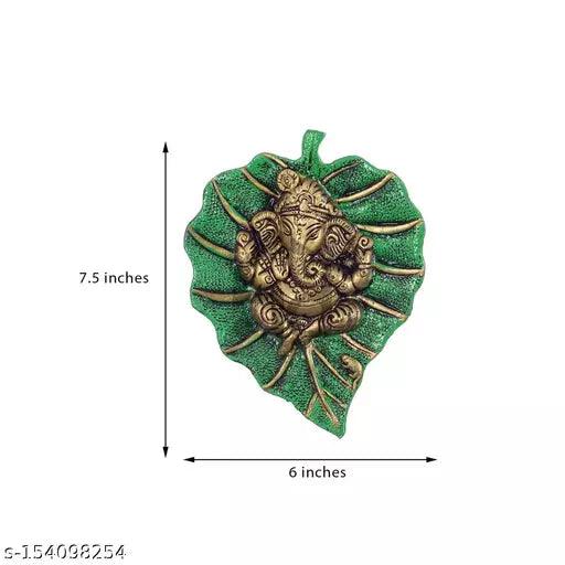 H'Decor Lord Ganesha on Green Leaf - Springkart 