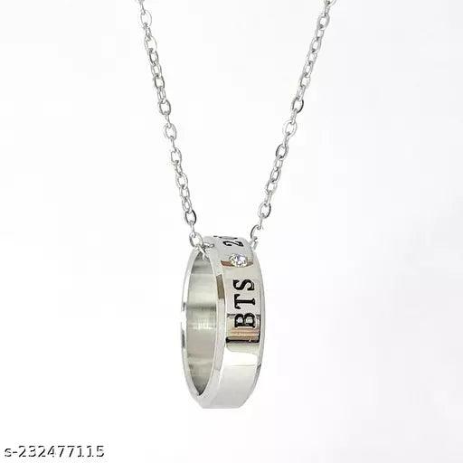 BTS Kpop Stainless Steel Ring Pendant Necklace with Chain for Men & Women - Springkart 