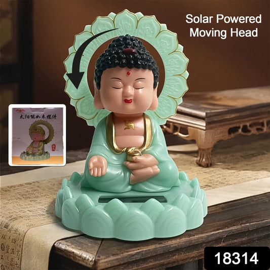 Plastic Solar Powered Moving Head Sitting Action Buddha Statue (1 Pc) - Springkart 
