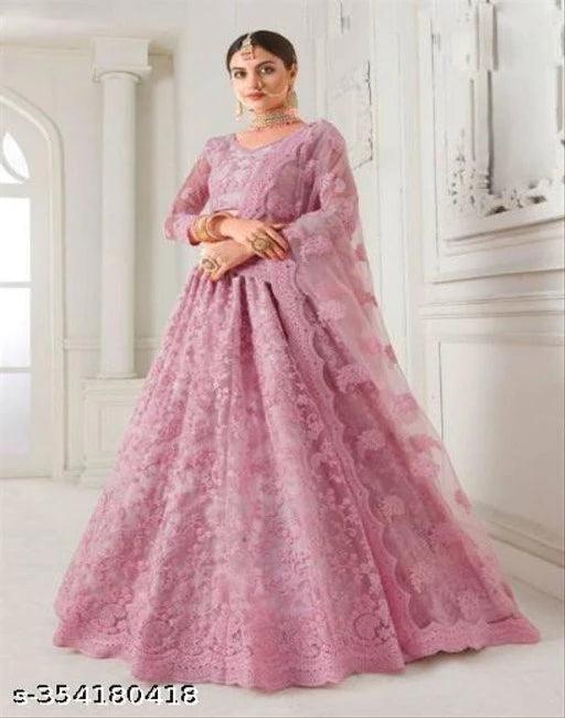 FULPARI Embroidered Semi Stitched Lehenga Choli (Pink) - Springkart 