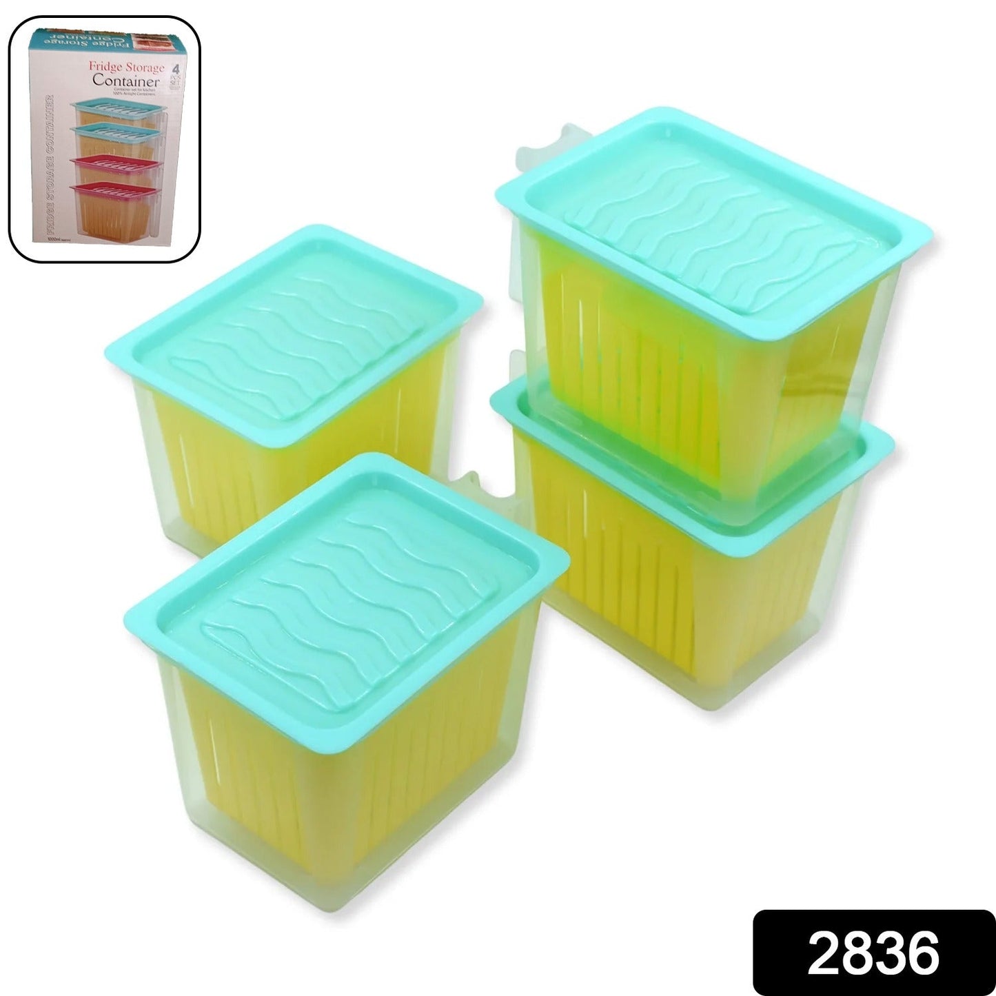 Fridge Storage Containers with Handle Plastic Storage Container for Kitchen(4 Pcs Set) - Springkart 