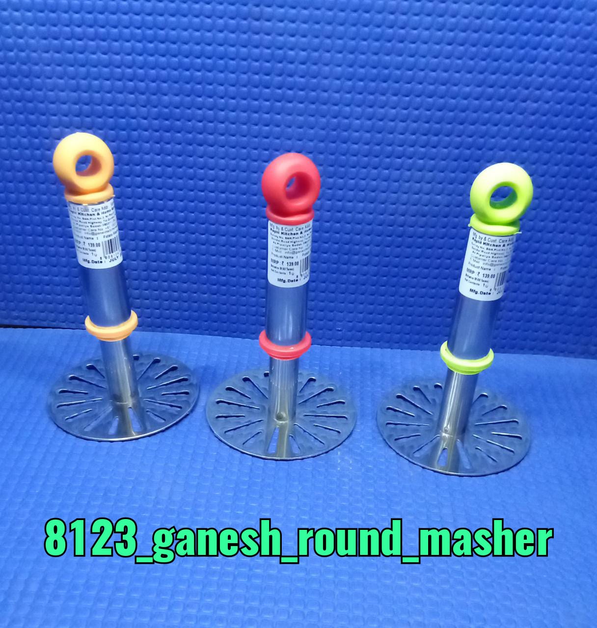 Ganesh Potato / Pav Bhaji Masher with Plastic Handle, Silver & Plastic - Oval Pav Masher, Potato 1-Piece, Smasher Handle, Multicolor - Springkart 