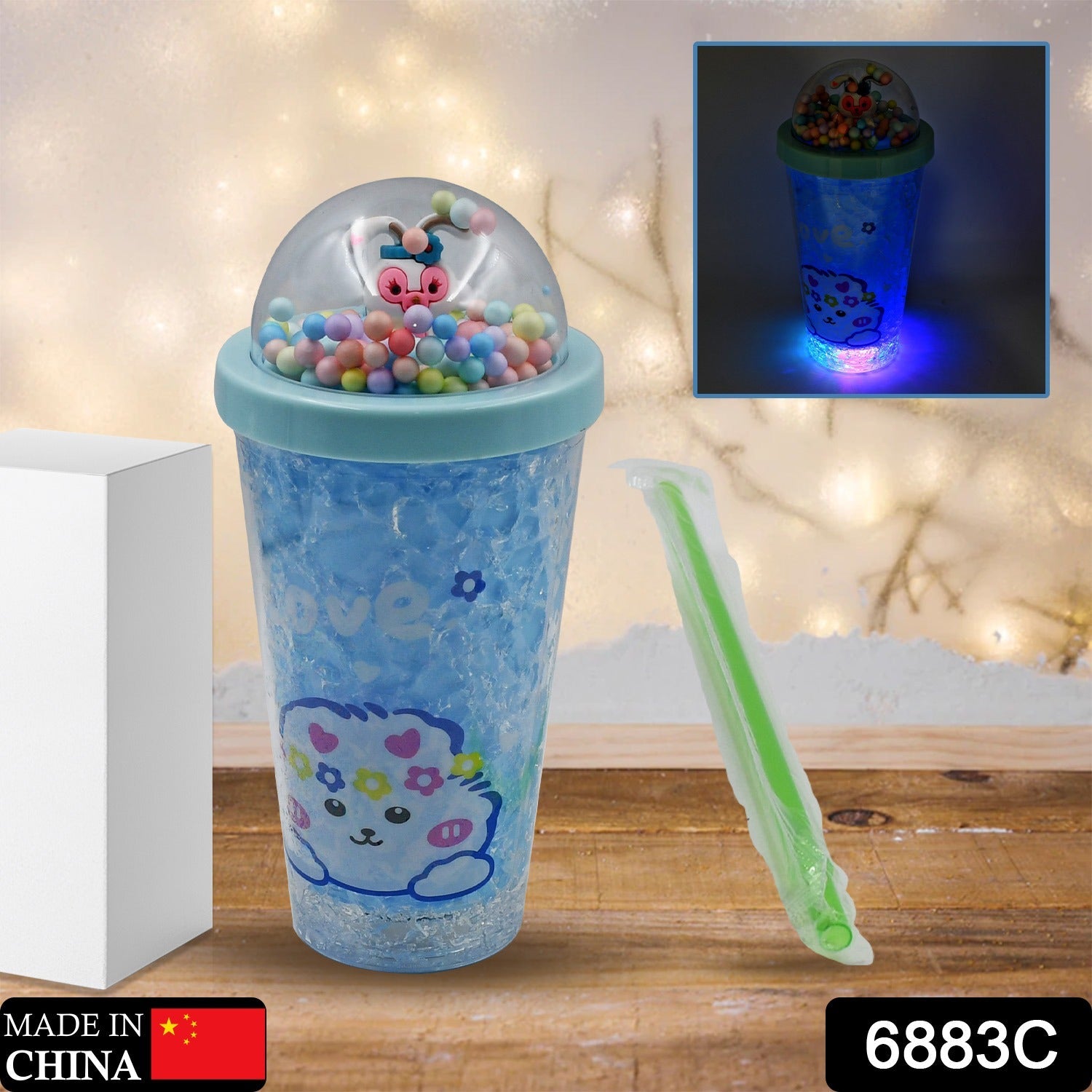 LED Light Unicorn Sipper Water Bottle Mason Jar Tumbler with Straw for Kids Glitter Sipper with Toy Drinking Cups for Boys and Girls School/Tuition/Gym/ Picnic, Kids and Adults, Birthday Return Gifts - Springkart 