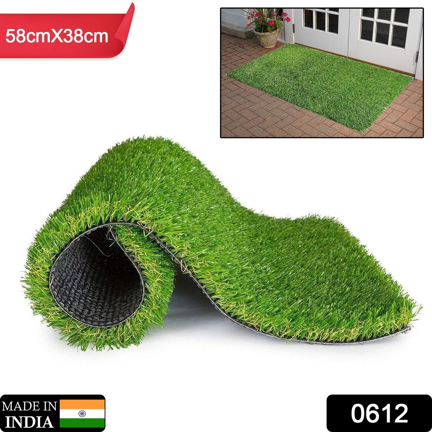Artificial Grass for Balcony Or Doormat, Soft and Durable Plastic Turf Carpet 58x38cm - Springkart 
