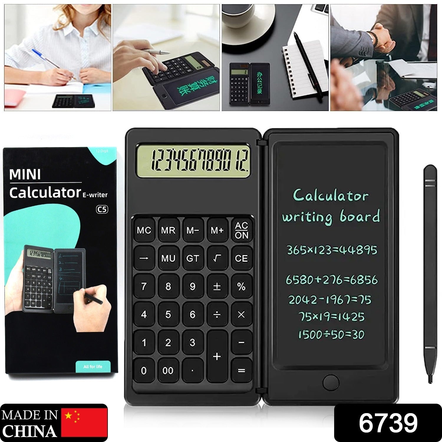 Foldable Calculator With 6 Inch LCD Tablet Digital Drawing Pad Stylus Pen Erase Button Lock Function Smart Calculator -01 - Springkart 