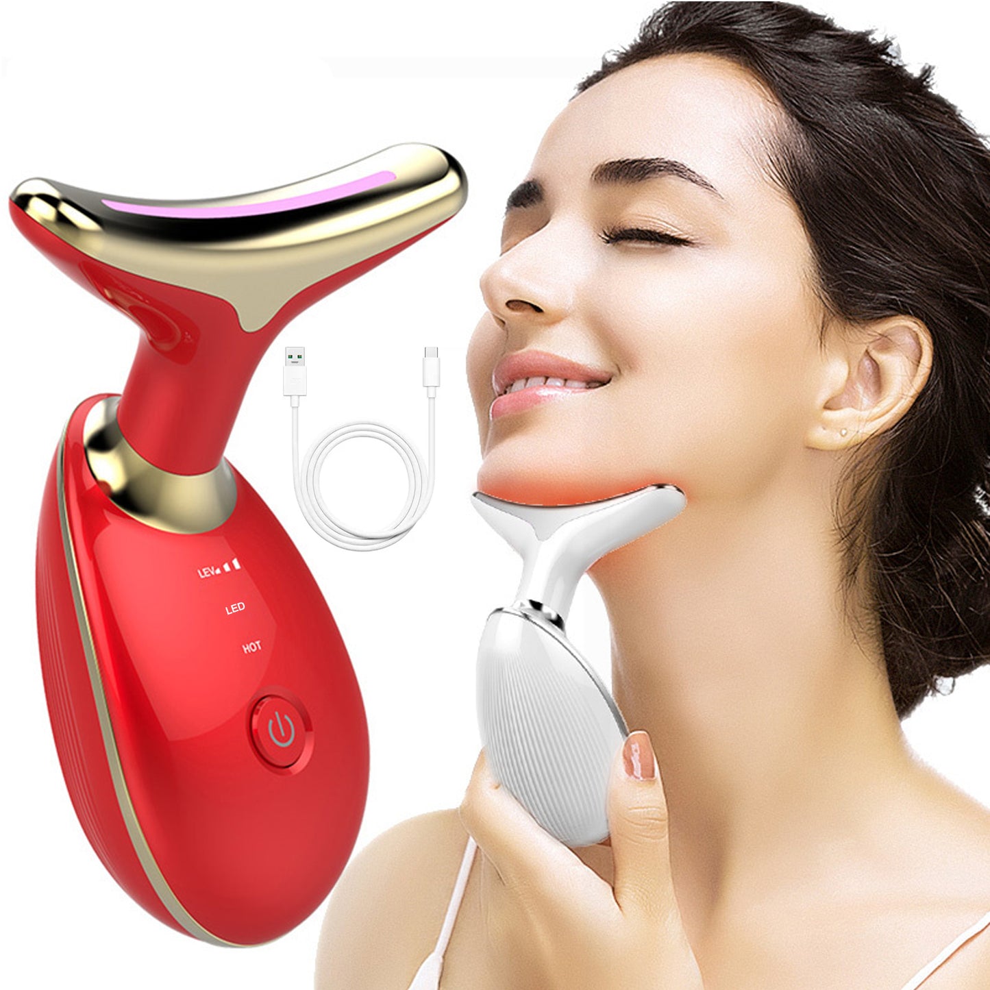 Electric Face Massager Wrinkle Remover Led Photon Face Beauty Device (1 Pc) - Springkart 