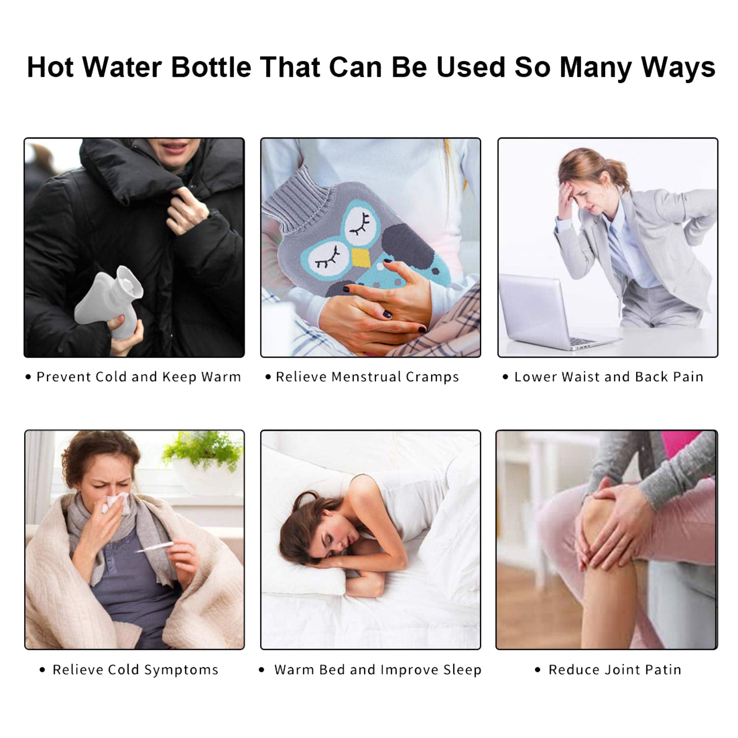 6513 Black Hello Kitty Small Hot Water Bag With Cover For Pain Relief Neck Shoulder Pain And Hand Feet Warmer Menstrual Cramps. - Springkart 