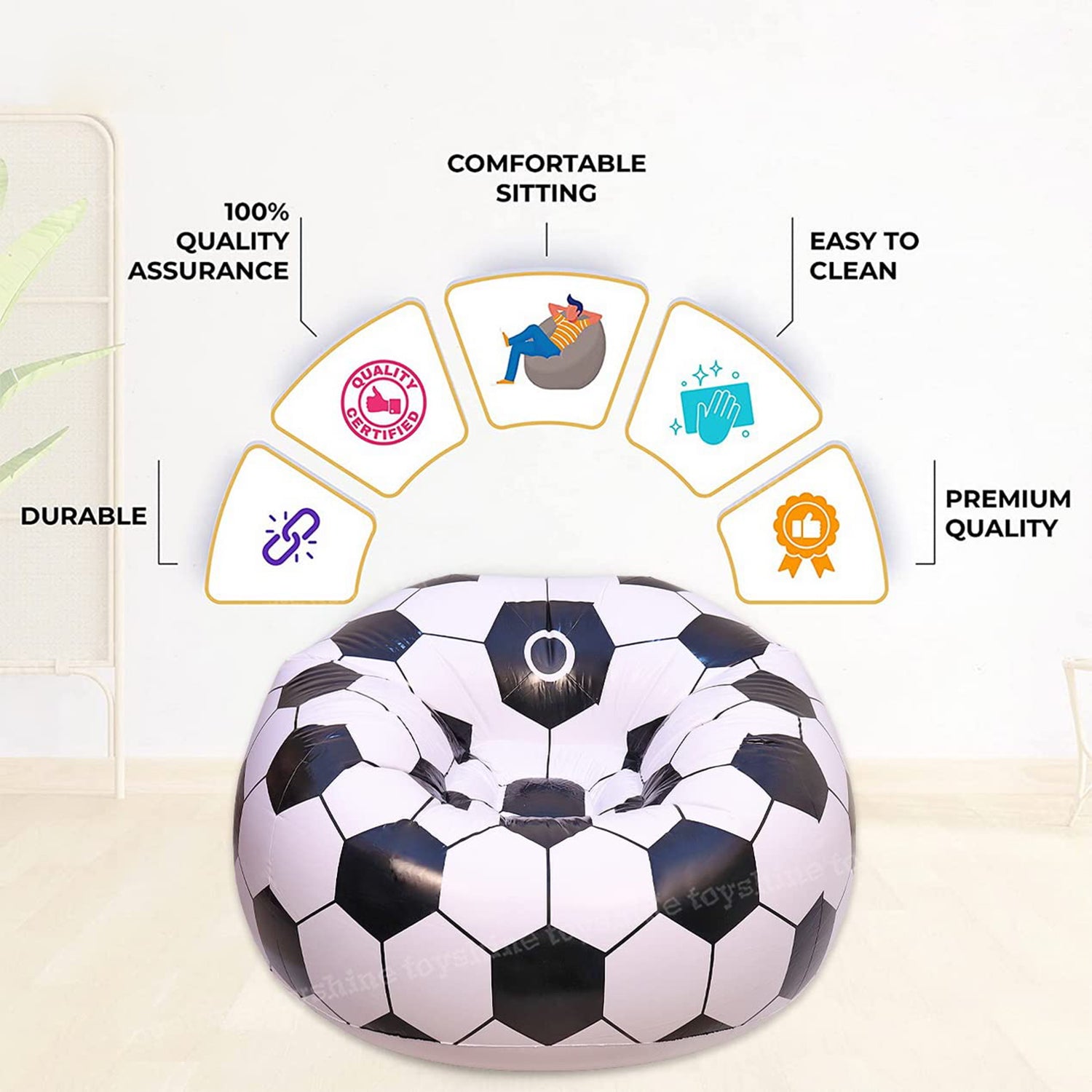 17732 Football Sofa Cartoon Style Inflatable Folding Chair Soccer Ball Chair Inflatable Sofa For Adults Kids Size 110cm X 80cm - Springkart 