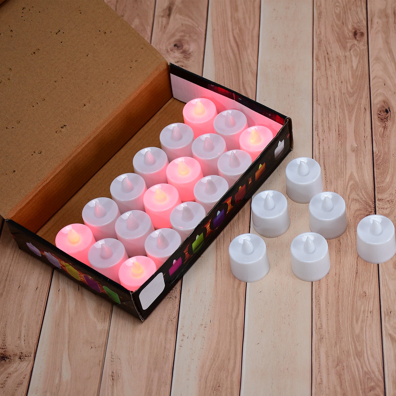 6633 Red Flameless Led Tealights Smokeless Plastic Decorative Candles - Led Tea Light Candle For Home Decoration (Pack Of 24) - Springkart 