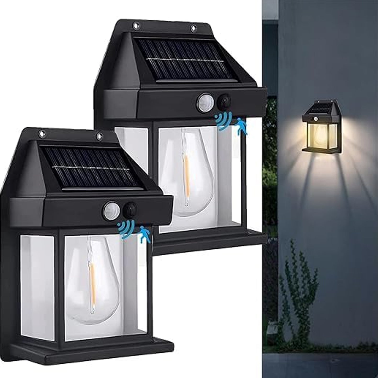Solar Wall Lights Lamp Outdoor Wireless Dusk To Dawn Porch Lights Fixture Solar Wall Lantern With 3 Modes Motion Sensor Waterproof Exterior Lighting With Clear Panel (1 Pc ) - Springkart 