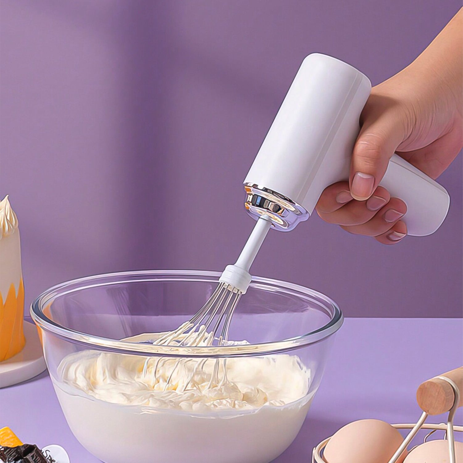 2813 Wireless Hand Mixer Charging Handheld 2pc Portable Whisk Mini High Power Beater Baking Hand Held Mixer Portable Kitchen Blender. - Springkart 