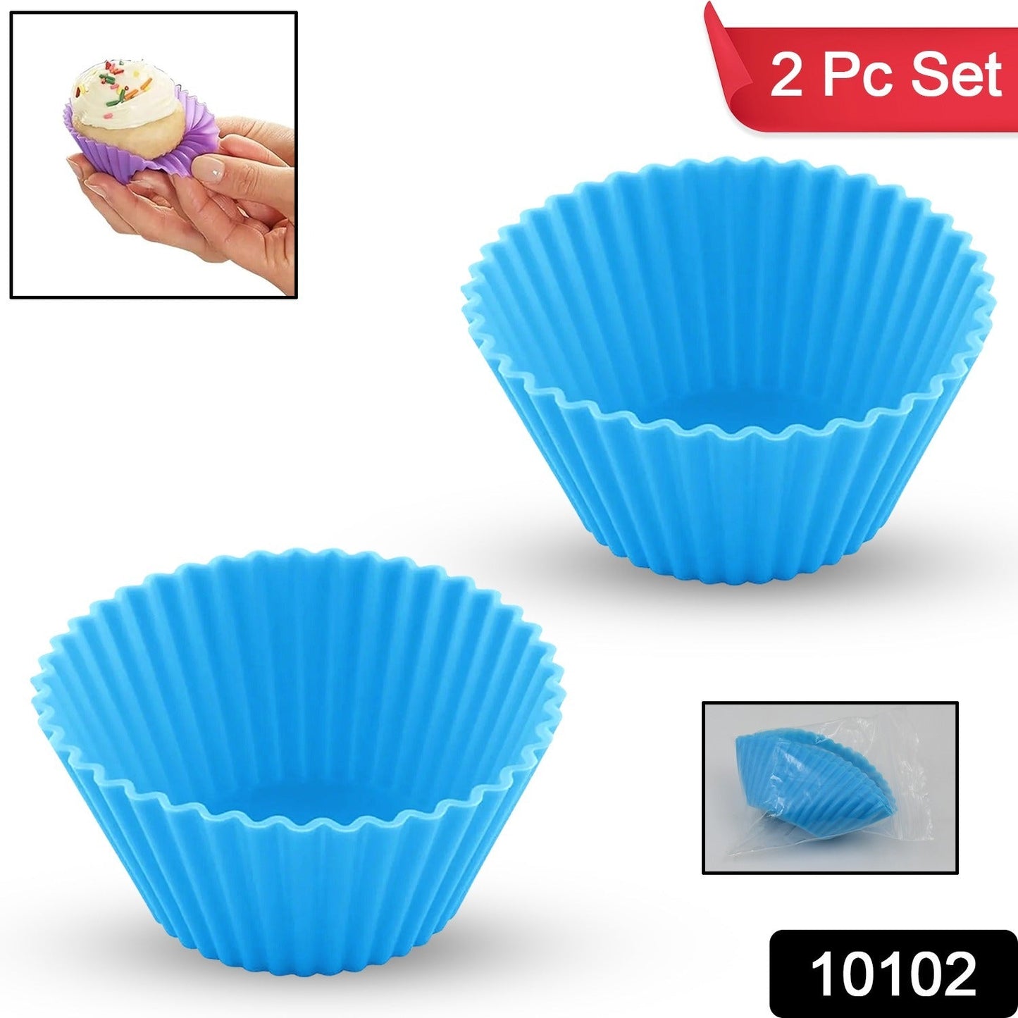 Cup Cake Silicone Molds for Cupcakes / Muffins / Jelly (2 Pc Set) - Springkart 